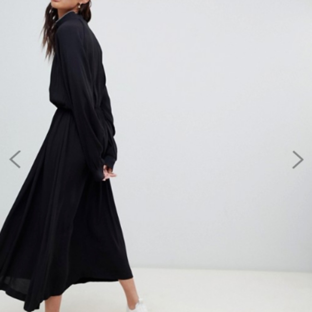 Weekday High Neck Ruched Midi Dress - Picture 2 of 3